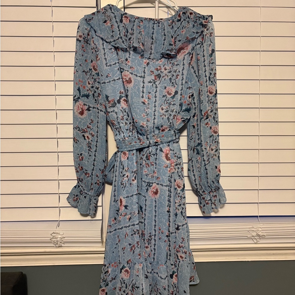 LC Lauren Conrad Blue and Pink Floral Long Sleeve Dress - Picture 4 of 4